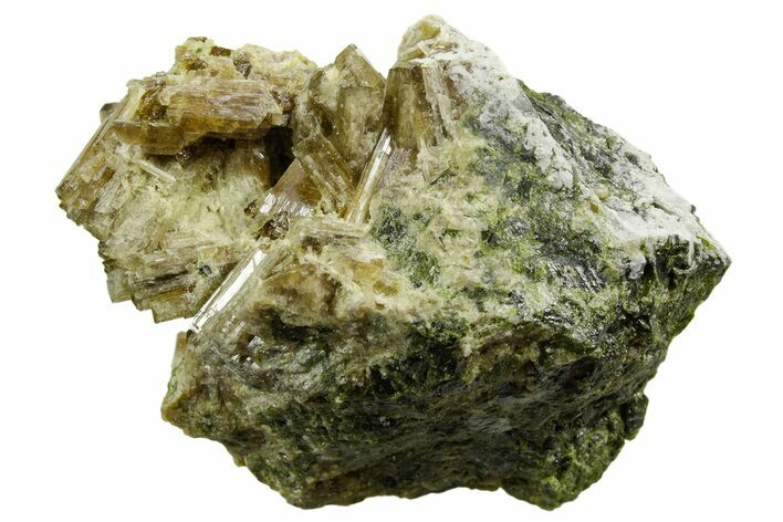 Clinozoisite Crystals on Green Epidote Matrix - Peru #362079